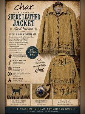 Vintage 1970’s Char Hand Painted Suede Leather Jack